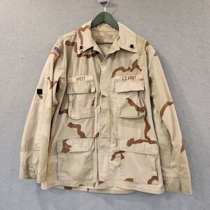US Army Desert Camoflauge BDU Jacket Ripstop Flag Patch‎ E4 Rank Insignia  L Reg